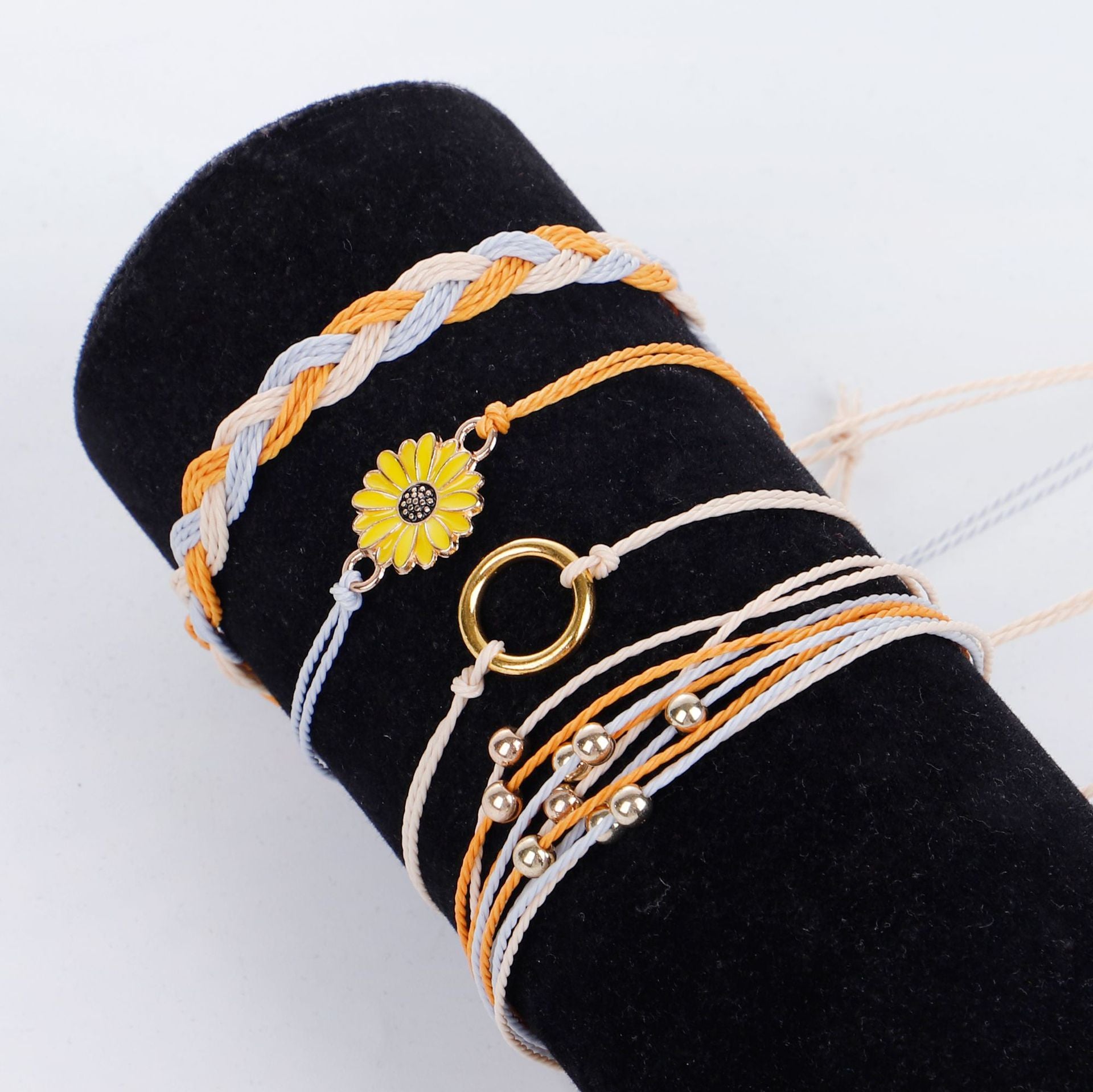 Wholesale Small Daisy Wax Thread Beads Bracelet Set